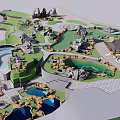 Detailed 3D Park Resort Master Plan Featuring Green Areas Water Bodies And Pathways
