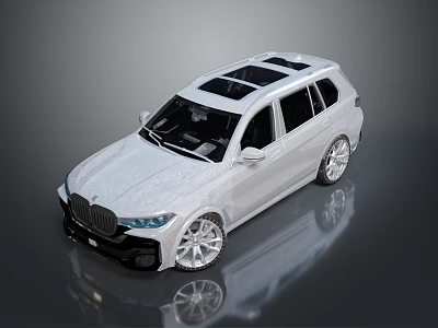 White BMW SUV With Panoramic Sunroof Modern Design And Silver Wheels 3d model
