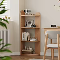 Modern Wooden Multi tiered Shelf With Books Camera And Decorative Items In Living Room