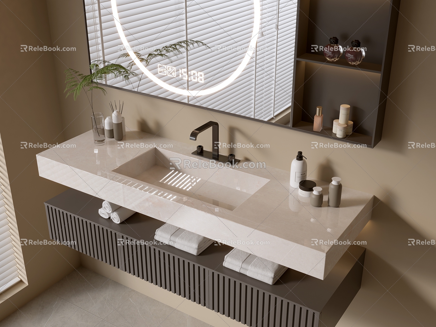 Modern Bathroom Cabinet Bathroom Counter Basin Bathroom Decoration Mirror Cabinet Sink 3d model