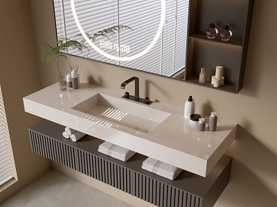 Modern Bathroom Cabinet Bathroom Counter Basin Bathroom Decoration Mirror Cabinet Sink 3d model