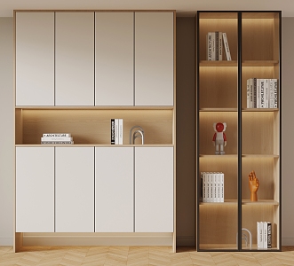 Cream Style Entrance Cabinet Storage Cabinet 3d model