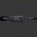 Futuristic Sci Fi Pistol With Mechanical Metal Design And Blue Accents
