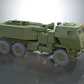 Olive Green Military Truck With Six Wheeled Cargo Bed And Antenna Structure