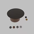 Round Modern Coffee Table With Dark Tabletop And Brown Cylindrical Base 3d model
