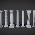 Classical Roman Columns with Various Decorative Designs and Architectural Styles 3d model