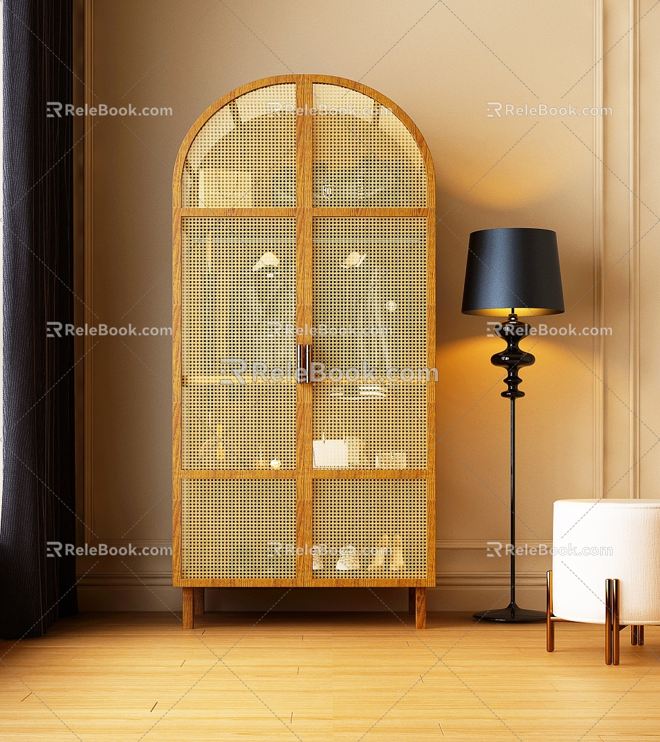 Modern Wardrobe Modern Middle Ancient Wardrobe Middle Ancient Wardrobe Decorative Cabinet Floor Lamp 3d model