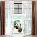 Layered Curtains With Sheer White Panels And Brown Gray Drapes For Window View