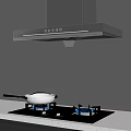Modern range hood and stove combination 3d model