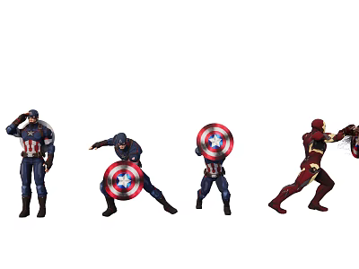 Captain America And Iron Man Superhero Action Figures In Dynamic Poses 3d model