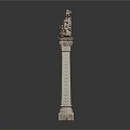 Classical Roman Column with Intricate Stone Carvings and Ornate Capital Design Details