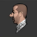 3D Male Character Head Model Wearing Glasses Suit Tie with Black Hair and Realistic Features