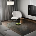 Modern Living And Dining Space With Grey Sofa Glass Coffee Table