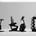 Modern Multifunctional Fitness Equipment Including Treadmill Exercise Bike Rowing Machine And Dumbbell Rack