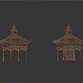 Traditional Wooden Pavilion Architecture With Multi Tiered Roof And Curved Eaves