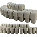 Light Colored Modular Multi Seater Sofa With Modern Design And Comfortable Seats 3d model