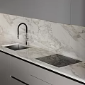 Modern Kitchen Interior Design With Marble Island Countertop Cabinets And Appliances
