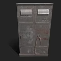 Vintage Metal Cabinet With Rustic Texture Double Doors And Top Panels Design