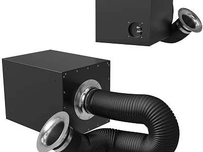 Black Industrial Ventilation Unit With Flexible Hose And Metal Connectors 3d model