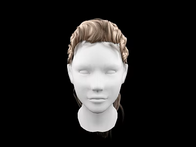 Game and Movie Character White Face Model With Brown Braided Hairstyle On Black Background 3d model