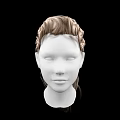 Game and Movie Character White Face Model With Brown Braided Hairstyle On Black Background