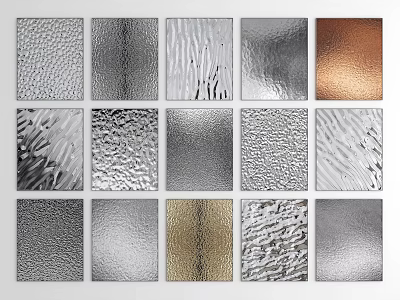Textured Metallic Glass Wall Decor With Various Patterns And Silver Gold Copper Designs 3d model