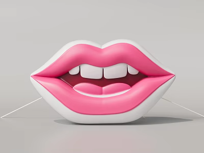 Inflatable Lips Decor with Pink and White 3D Shape for Party Event Decoration 3d model