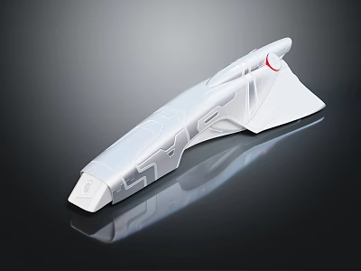Futuristic White Spacecraft Model With Sleek Design And Red Accent For Aerospace Exploration 3d model
