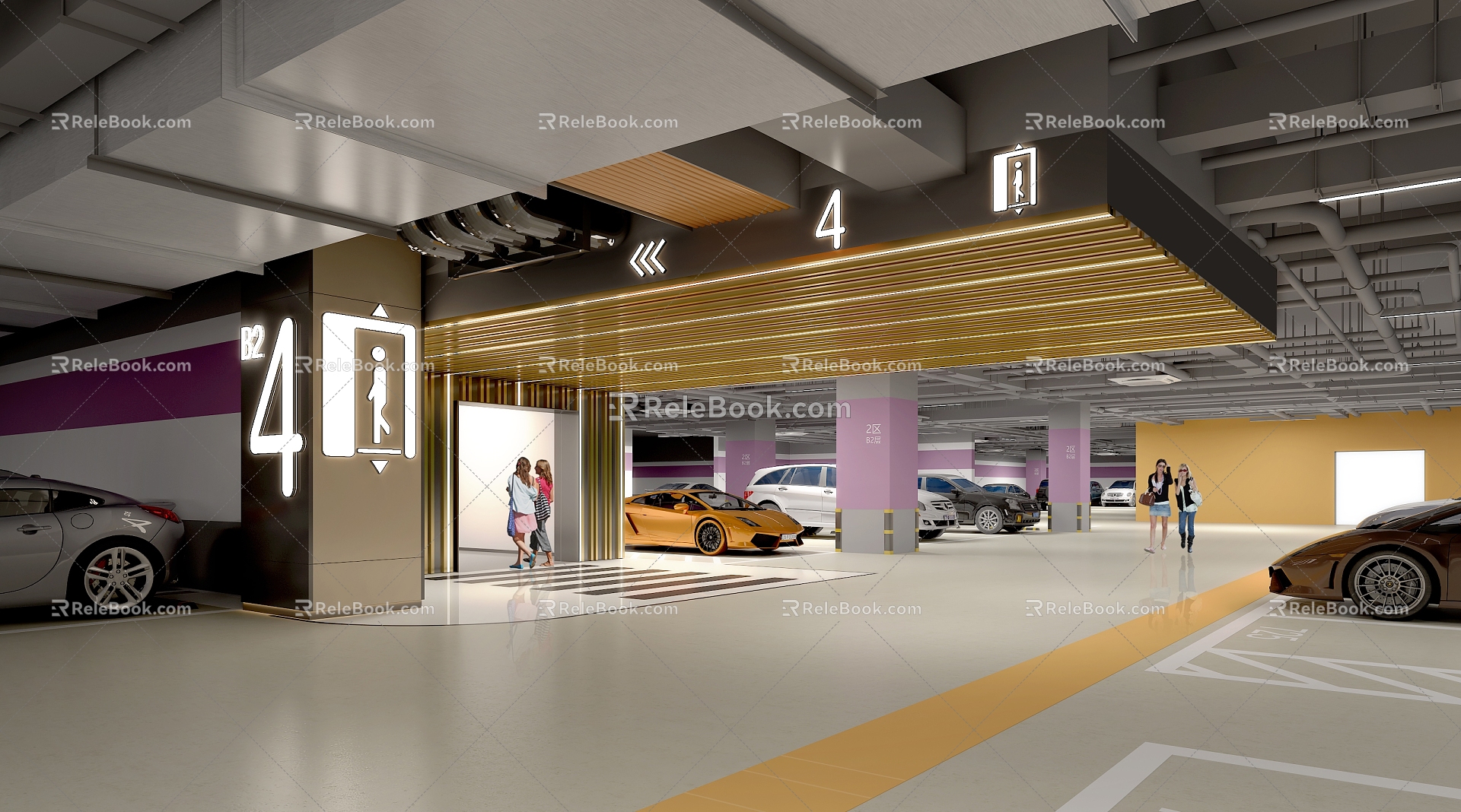 Entrance to elevator hall Underground parking lot 3d model