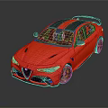 Red Sports Car With Black Stripes Rear Spoiler And Alloy Wheels