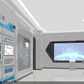 Modern Leadership Care Exhibition Hall With Display Boards Multimedia Screen And Achievements