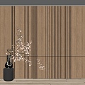 Wood veneer modeling background wall wall trim decorative wall vase ornaments 3d model