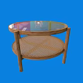 Modern Round Table With Mesh Design And Wooden Legs For Living Room