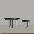 Modern Side Tables With Black Tabletop And White Marble Base In Two Sizes 3d model