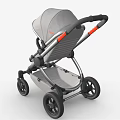 Gray Baby Stroller With Canopy Black Frame And Modern Design Features 3d model