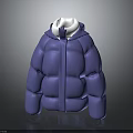 Stylish Blue Hooded Puffer Jacket With White Lining Puffy Warm Winter Design