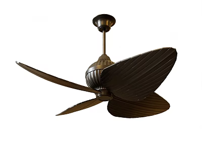 Elegant Air Conditioning Fan With Metallic Blades And Modern Ceiling Design 3d model