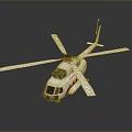 Detailed Helicopter Model With Extended Rotor Blades And Metallic Shiny Fuselage