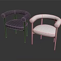Set Of Two Modern Navy Blue And White Armchairs With Dark And Light Wood Legs