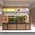 Modern Cozy Fruit Store Interior Design With Neat Fresh Fruit Shelves And Marble Checkout Counter