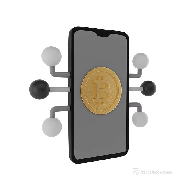 Smartphone With Bitcoin Symbol And Connected Nodes For Digital Currency Transactions 3d model