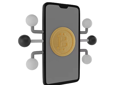 Smartphone With Bitcoin Symbol And Connected Nodes For Digital Currency Transactions 3d model