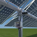 Solar Panels Clean Energy Setup On Green Grass Field Under Blue Sky