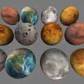 Twelve Different Celestial Planet Globe Models Featuring Earth Moon and Mars