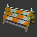 High Visibility Traffic Barricade With Orange White Stripes And Multiple Horizontal Bars For Road Safety