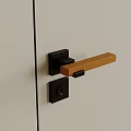 Wooden And Black Metal Door Handle With Modern Minimalist Design For Interior Doors