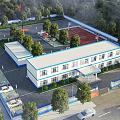 Aerial Planning of Police Station Exterior with White Blue Facade Police Signage and Security Gate