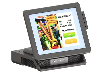 Modern Retail POS System with Touch Screen Display for Grocery Items and Payments 3d model