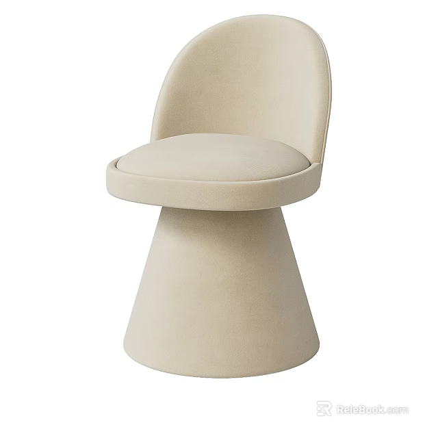 Beige Comfortable Upholstered Single Sofa With Modern Minimalist Conical Base Design 3d model 