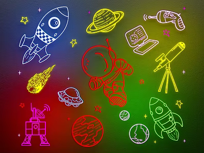 Space astronaut neon wall decoration pendant 3d model Space astronaut neon wall decoration pendant 3d model